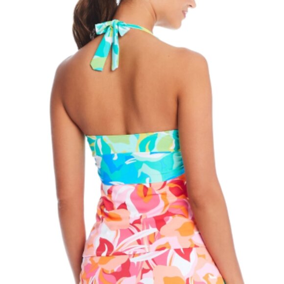 Bleu by Rod Beattie Women's Tie-Front Halter Tankini Top - Multi - Picture 3 of 3